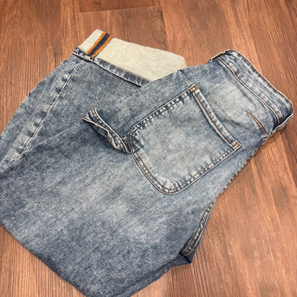 Pilcro Anthropologie Kayden Cuffed Carpenter Barrel Leg Jeans 26 Acid Wash Blue - Picture 10 of 10
